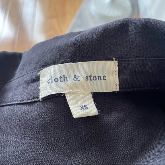 Anthropologie Cloth & Stone Washed Black Utility Pocket Button Up Shirt Dress XS - Picture 7 of 10